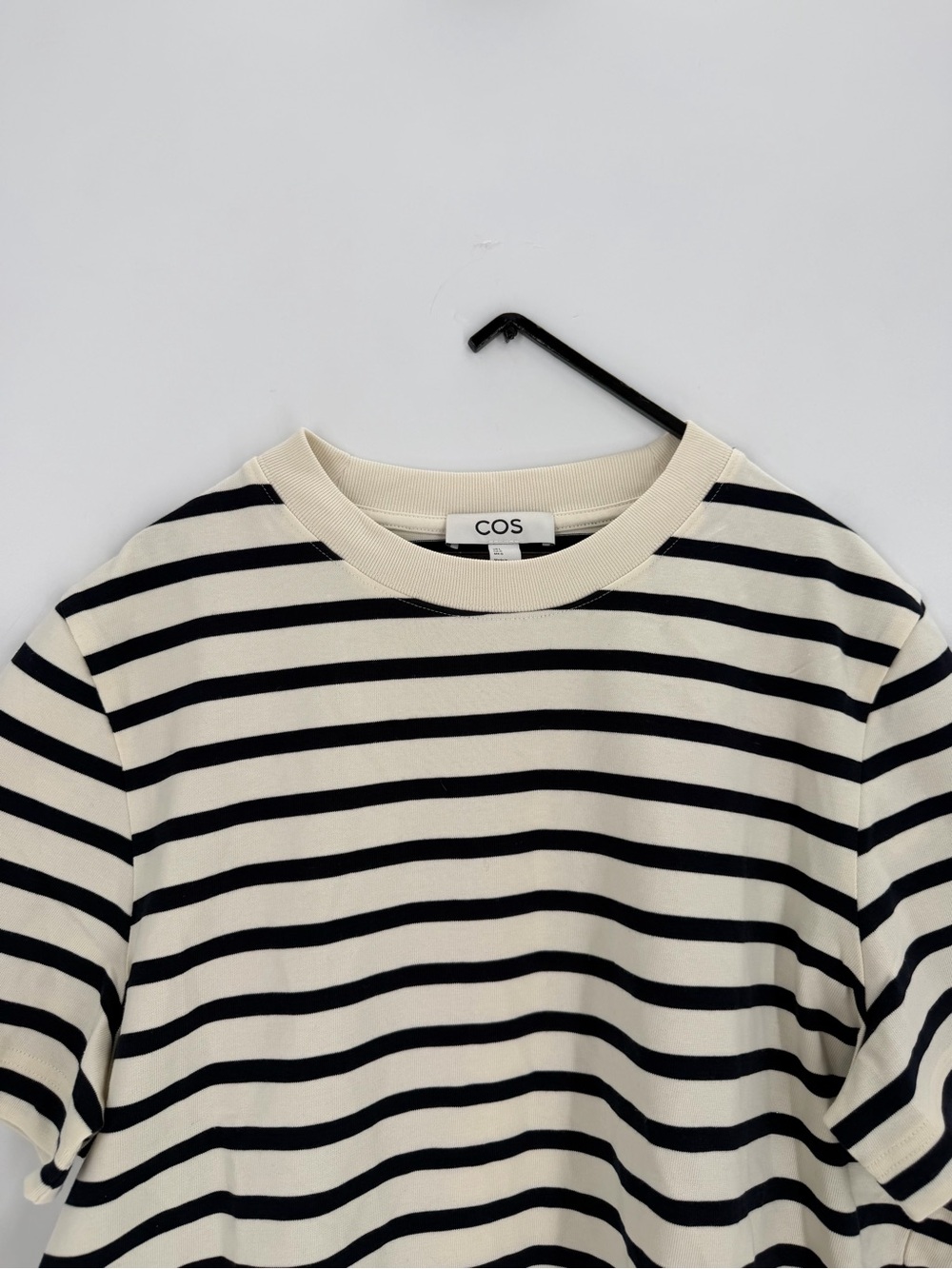 Cos Clean Cut Regular Striped Ivory Black Short Sleeve T-Shirt